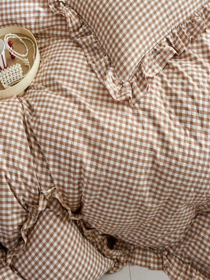 Black, Pink, Green, Blue Plaid Pattern Duvet Cover Set- Soft Double-Layer Brushed Bedding Set, Suitable For Girls And Adults, Zipper Closure, 3 Pieces Set, Includes 1 Duvet Cover (90" X 90") And 2 Pi