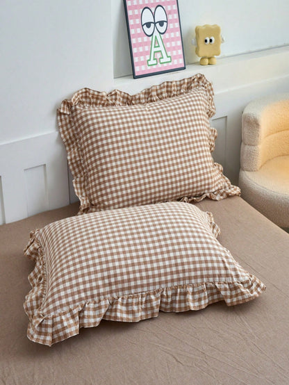 Black, Pink, Green, Blue Plaid Pattern Duvet Cover Set- Soft Double-Layer Brushed Bedding Set, Suitable For Girls And Adults, Zipper Closure, 3 Pieces Set, Includes 1 Duvet Cover (90" X 90") And 2 Pi