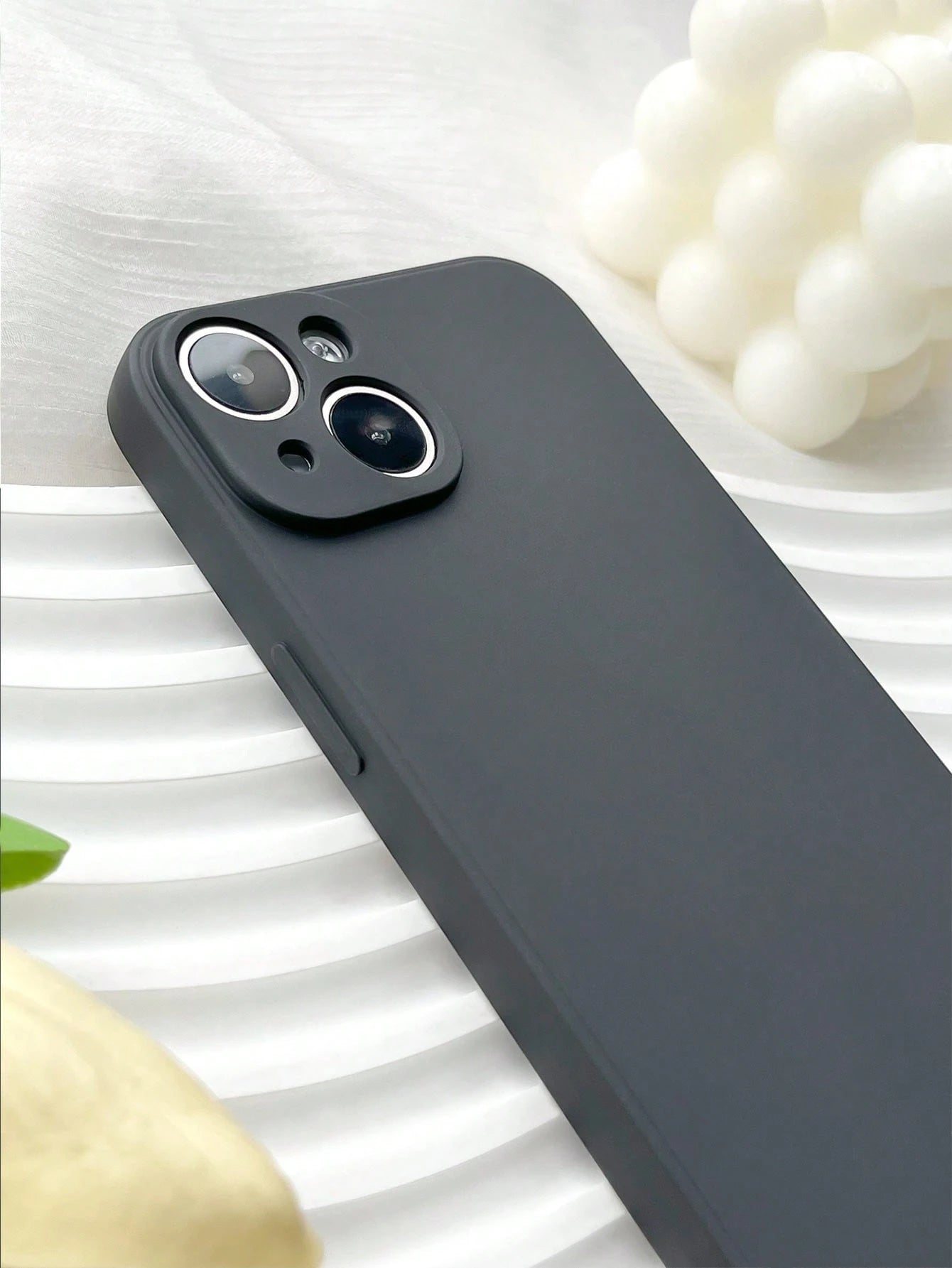 Black Plain Solid Color Fashion Material 1PC Black Matte Edge Phone Case Compatible With IPhone Birthday Gift Anniversary Gift