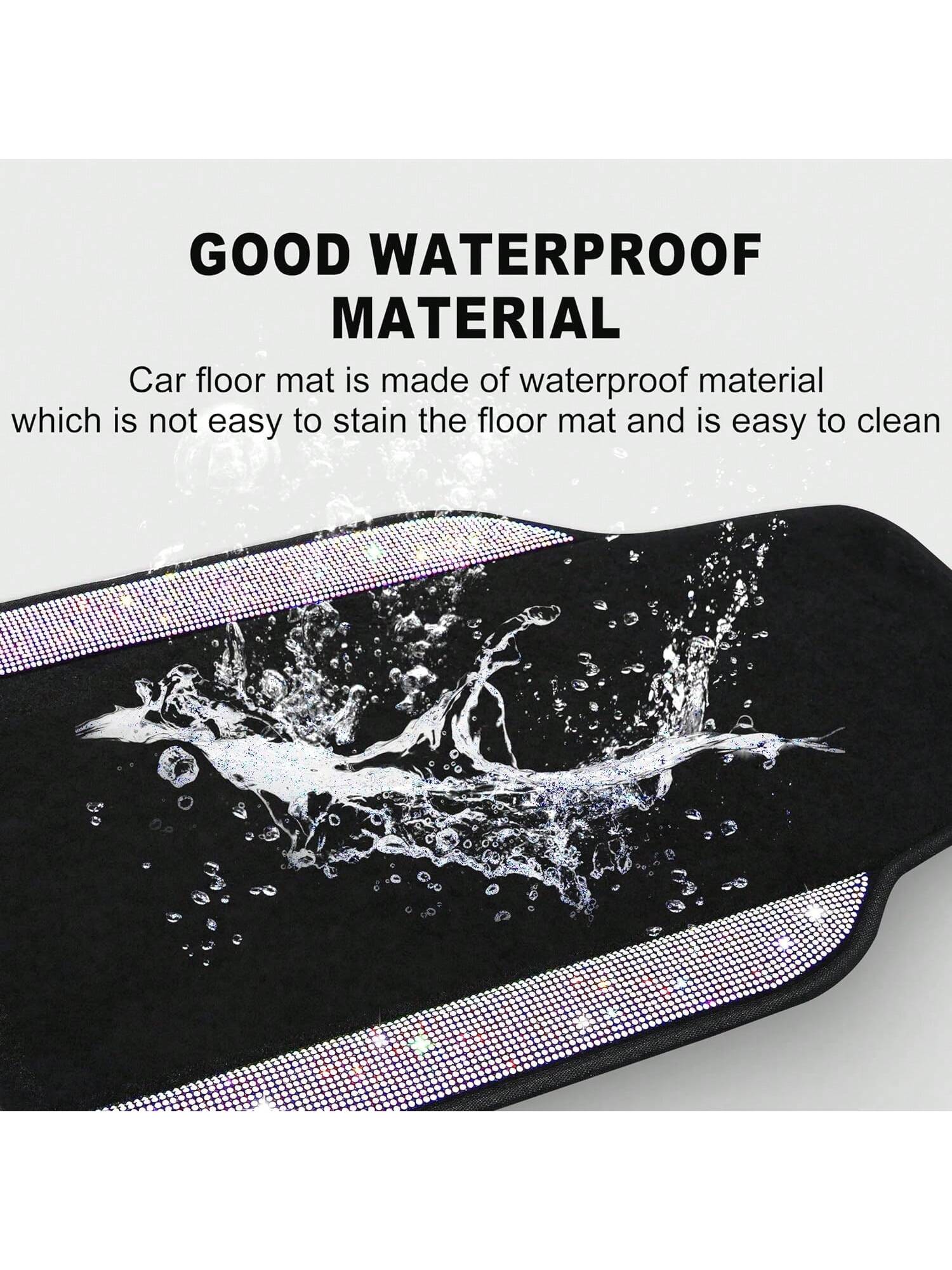 Bling Car Floor Mats Full Set, Universal Fit Most Cars,SUV, Trucks, 4 Pcs Sparkle Glitter Diamond Carpet For Women Girls With Anti-Slip Pad