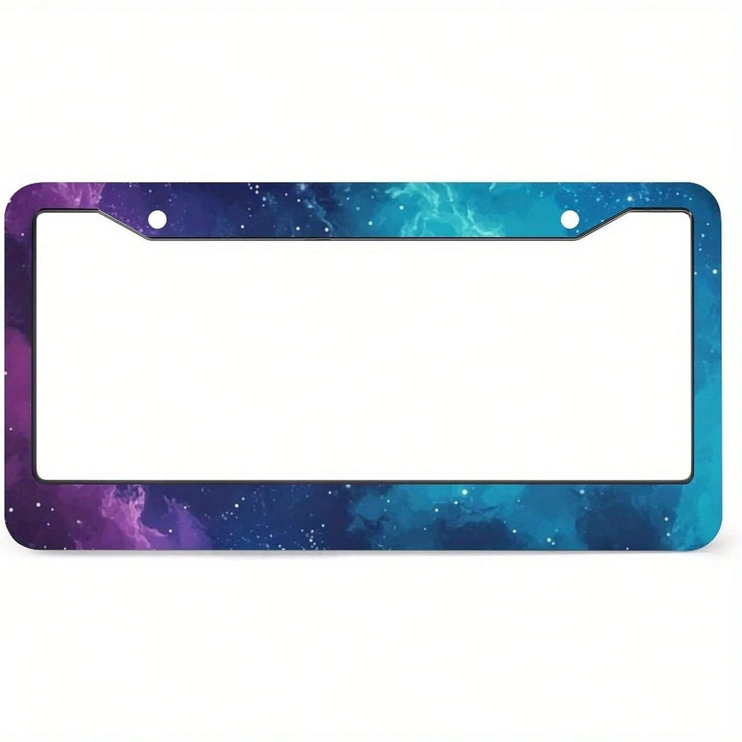 Blue-Purple And Blue-Green Galaxy License Plate Frame, Unisex, Cute And Fun Metal License Plate Tag Car Accessory, Suitable For Front And Rear License Plates, With 2 Holes