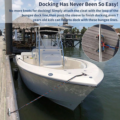 Boat Bungee Dock Lines, Mooring Lines, Boating Gifts For Men, Boat Accessories, Pontoon Accessories, Perfect For Bass Boat, Jet Ski (6 Feet)