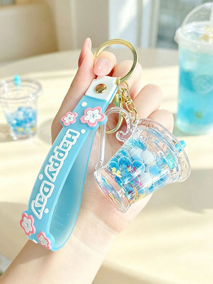 Boba Milk Cup Keychain,Summer Fresh Colors Series Cup Shapes Keychain,Unisex Keyring, Keychain Pendant,Backpack Pendant, Party Party Gift