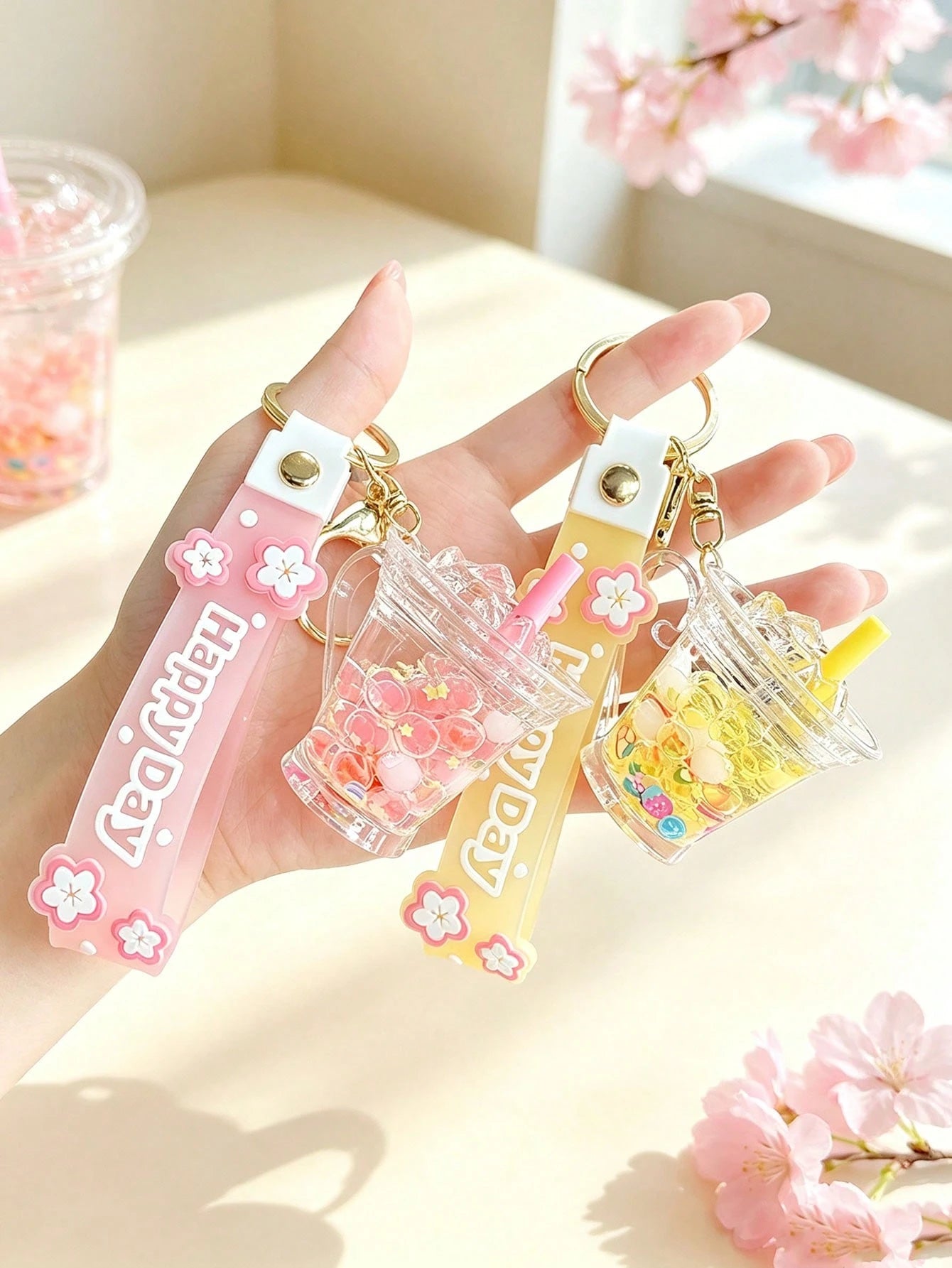 Boba Milk Cup Keychain,Summer Fresh Colors Series Cup Shapes Keychain,Unisex Keyring, Keychain Pendant,Backpack Pendant, Party Party Gift