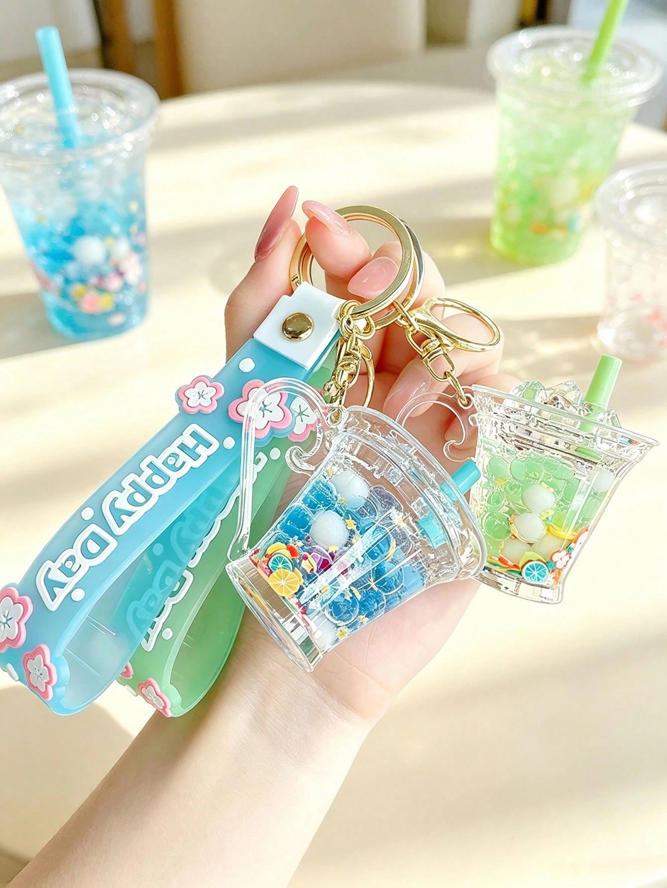 Boba Milk Cup Keychain,Summer Fresh Colors Series Cup Shapes Keychain,Unisex Keyring, Keychain Pendant,Backpack Pendant, Party Party Gift