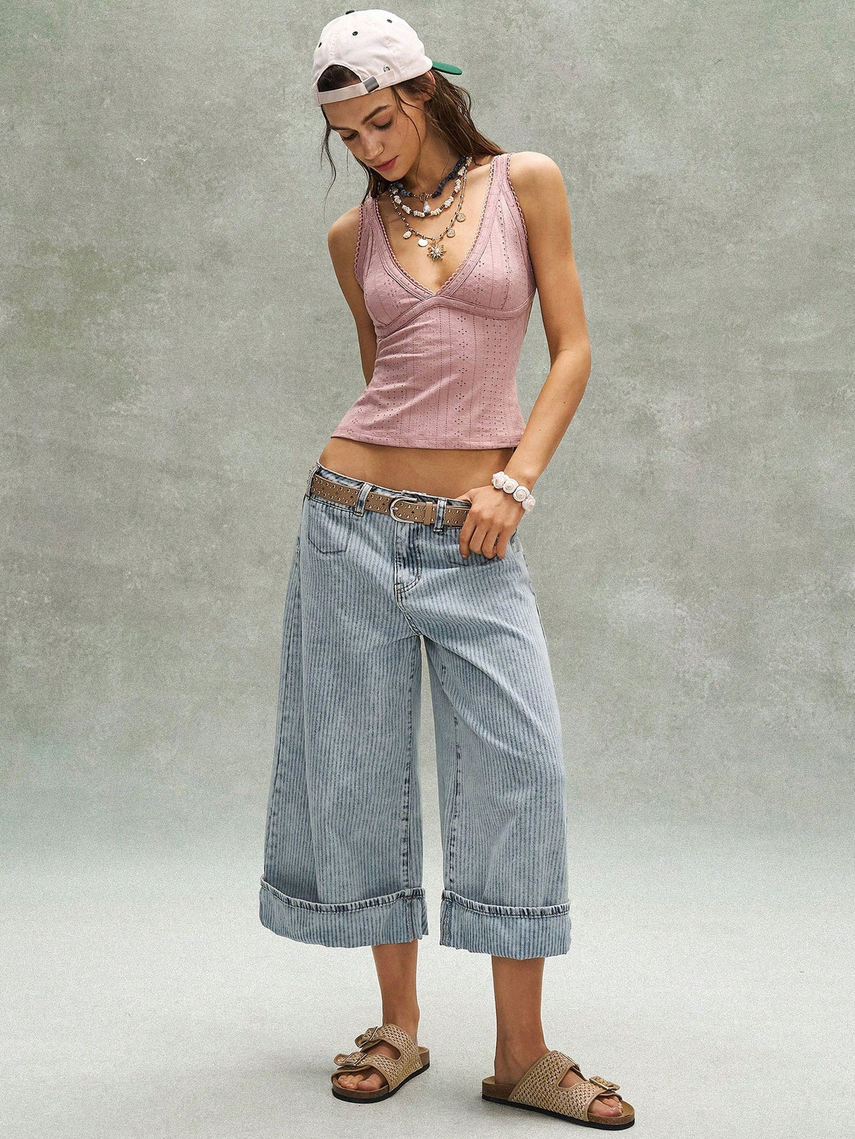 Bohemela Casual Knit Colorblock Cutout Back Fitted Tank Top For Women