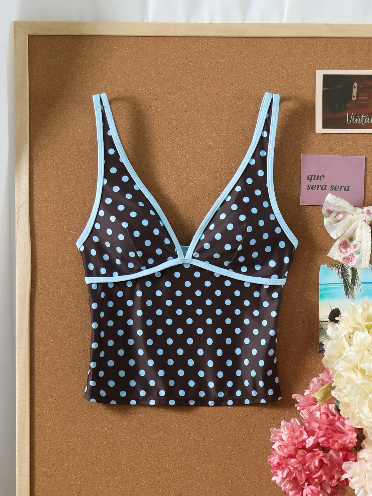 Bonvoyette Women's Polka Dot Print Swimsuit Top