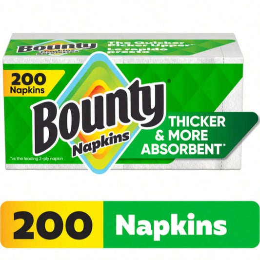 Bounty Paper Napkins, White, 200 Count, Soft Disposable Napkins For Dining, Kitchen & Everyday Use