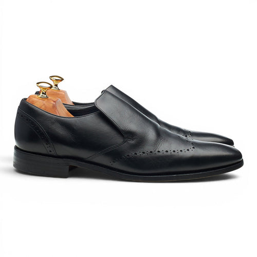 'Bourne' Black Leather Slip On Loafers UK 10 F