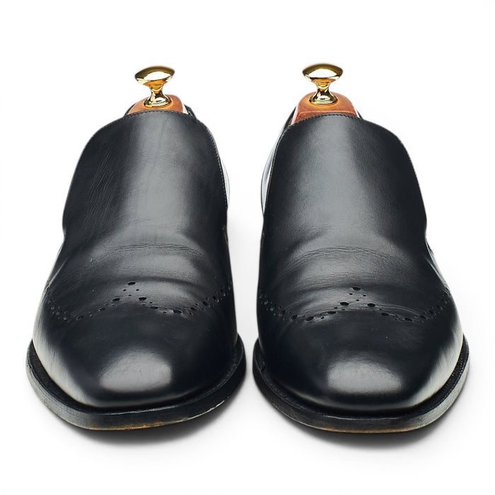 'Bourne' Black Leather Slip On Loafers UK 10 F