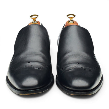 'Bourne' Black Leather Slip On Loafers UK 10 F