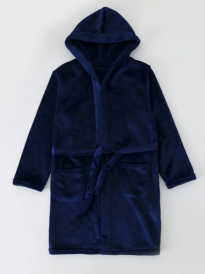 Boys Girls Bathrobes,Children's Flannel Hooded Pajamas Sleepwear For Kids ﻿