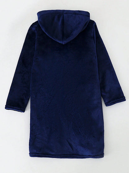 Boys Girls Bathrobes,Children's Flannel Hooded Pajamas Sleepwear For Kids ﻿