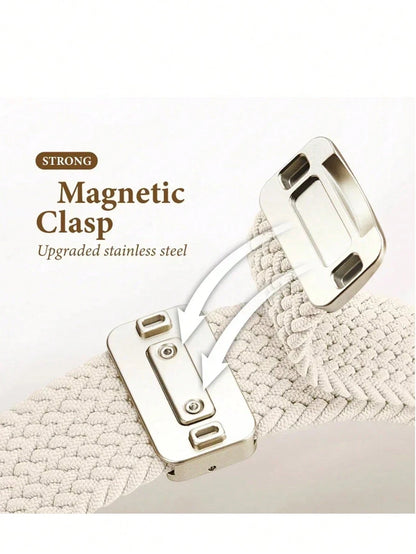Braided Straps Compatible With Apple Watch Band 46mm 42mm 44mm 45mm 49mm 41 40 Mm Magnetic Bracelet Series 10 9 8 7 6 5 SE Ultra 2