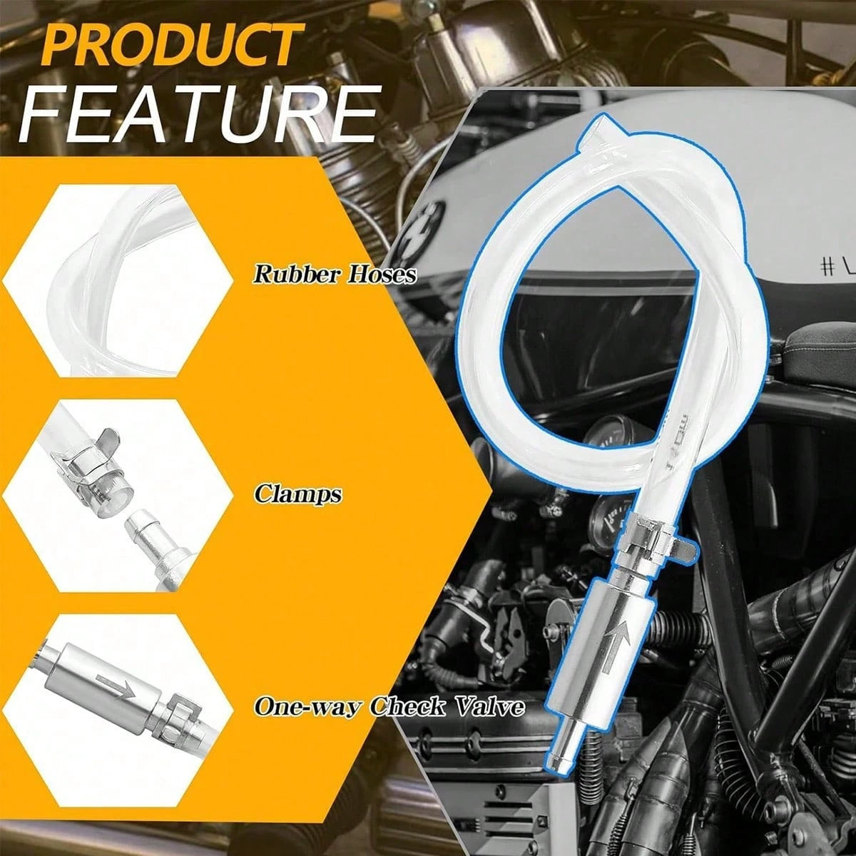 Brake Bleeder Kit, Brake Bleeder Hose, Universal Brake Fluid Deflator With One-Way Check Valve And Metal Clamp Hose For Car And Motorcycle Clutch Brake Bleeding