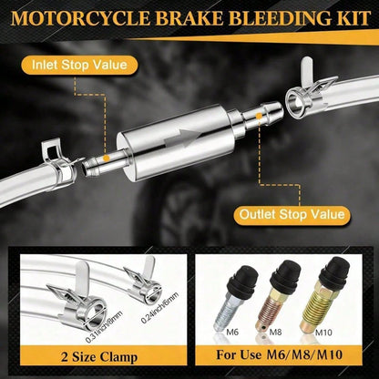 Brake Bleeder Kit, Brake Bleeder Hose, Universal Brake Fluid Deflator With One-Way Check Valve And Metal Clamp Hose For Car And Motorcycle Clutch Brake Bleeding
