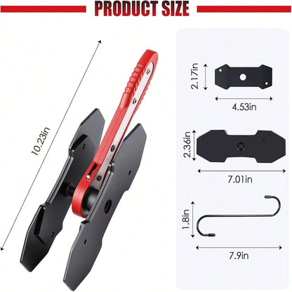 Brake Caliper Piston Compressor Tool With 360° Swivel Ratchet, Includes 2 Steel Plates And Caliper Hook, Gift For Husband, Father's Day Gift