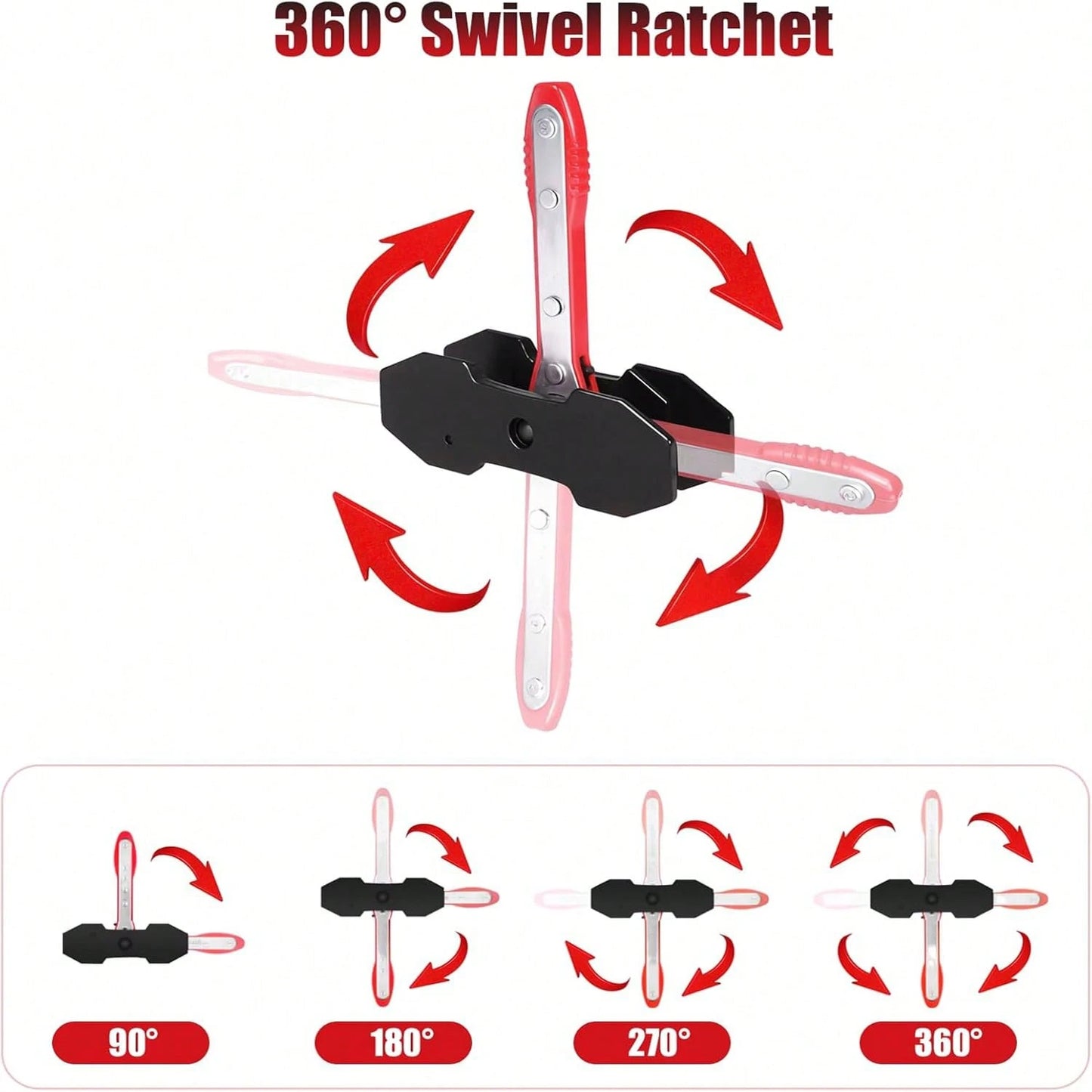 Brake Caliper Piston Compressor Tool With 360° Swivel Ratchet, Includes 2 Steel Plates And Caliper Hook, Gift For Husband, Father's Day Gift