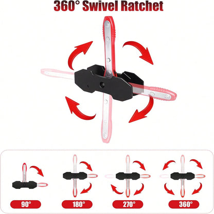 Brake Caliper Piston Compressor Tool With 360° Swivel Ratchet, Includes 2 Steel Plates And Caliper Hook, Gift For Husband, Father's Day Gift