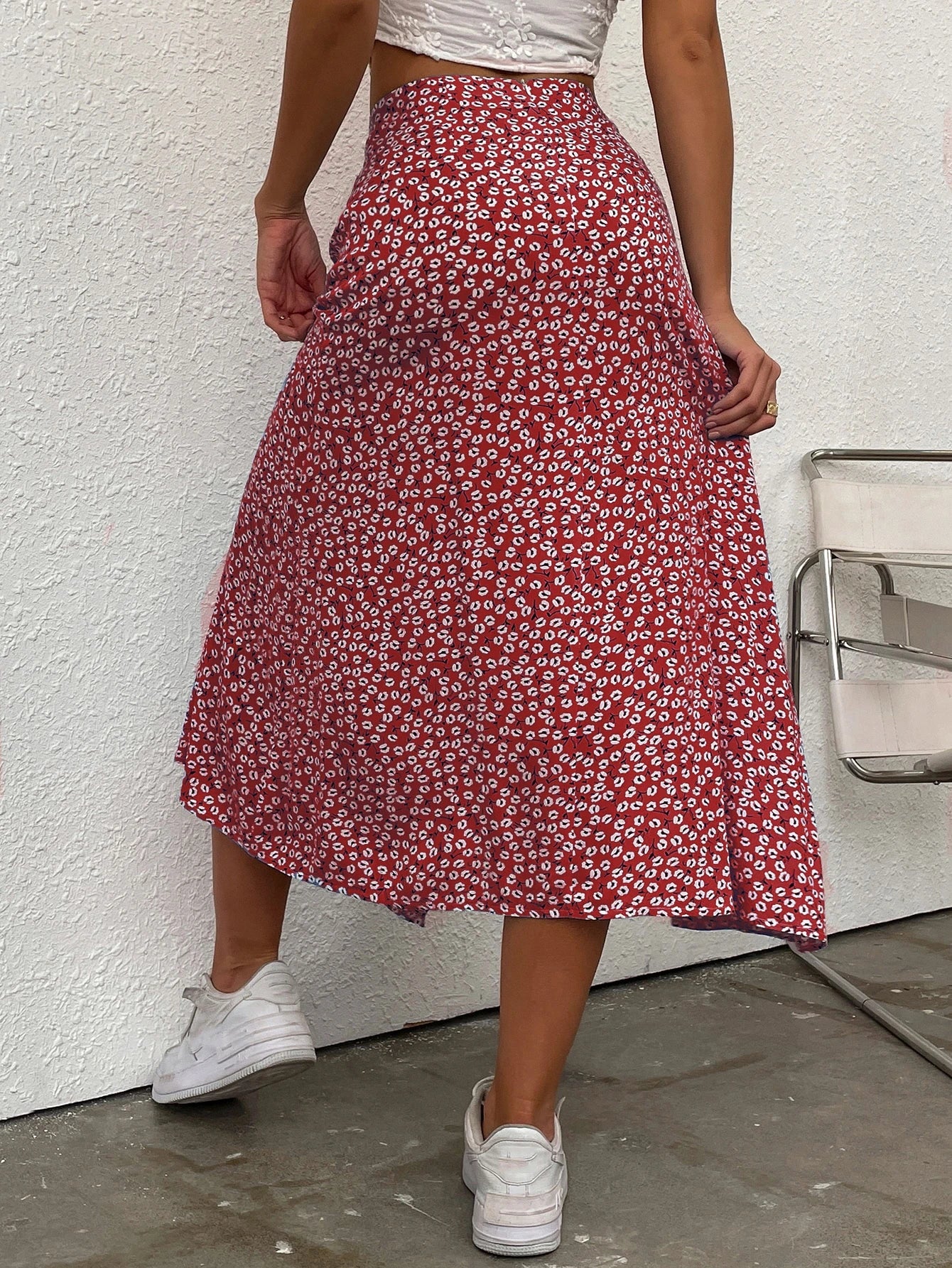 Breezaya Ditsy Floral Split Thigh Skirt For New Year