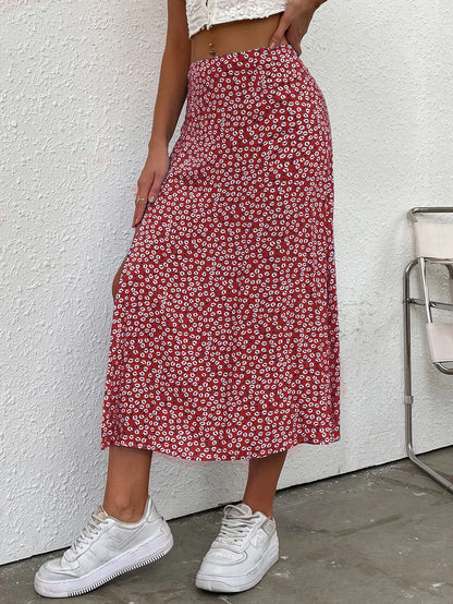 Breezaya Ditsy Floral Split Thigh Skirt For New Year