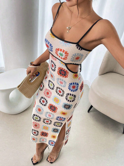 Breezaya Floral Print Cutout Bodycon Camisole Dress