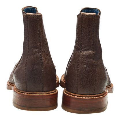 Brown Grain Leather Brogue Chelsea Boots UK 8