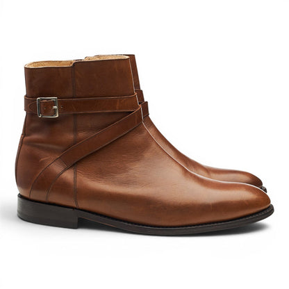 Brown Leather Zip-up Jodhpur Boots UK 10.5 G