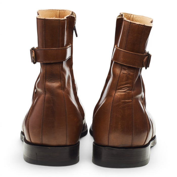 Brown Leather Zip-up Jodhpur Boots UK 10.5 G