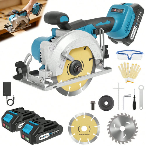 Brushless Circular Saw Kit- 21V Dual Smart Batteries And Battery Charger, Comes With Saw Blades, Two Adjustable 45° Cutting Depths, Up To 6900 RPM- Ideal For Woodworking And Garden Projects.Christma