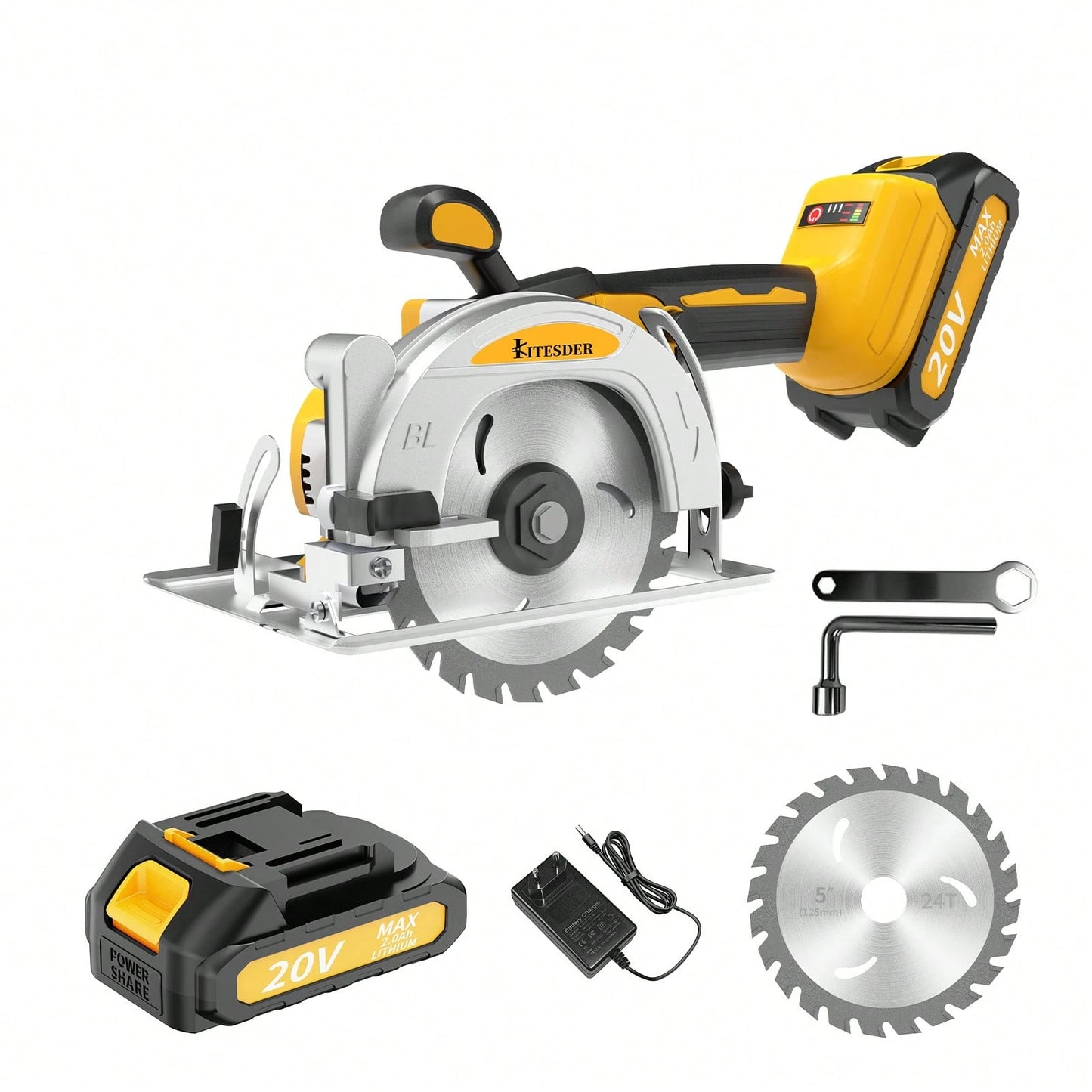 Brushless Cordless Circular Saw Kit With Up To 6,900 RPM,45° Bevel Capacity, Max Cutting Depth 1.77inch,Includes Saw Blade,2.0Ah Battery And Charger,Electric Circular Saw For Wood, Plastic Cutting