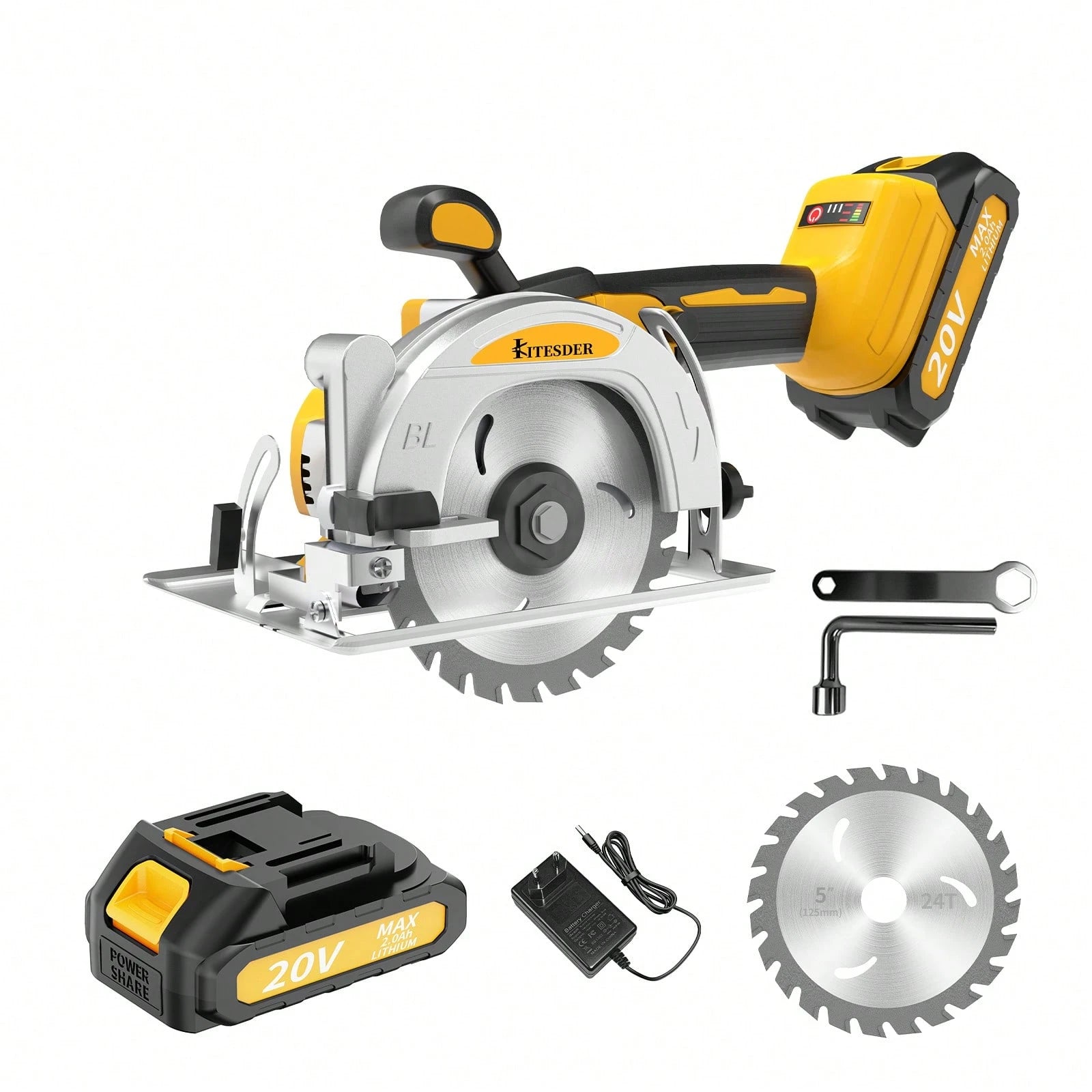 Brushless Cordless Circular Saw Kit With Up To 6,900 RPM,45° Bevel Capacity, Max Cutting Depth 1.77inch,Includes Saw Blade,2.0Ah Battery And Charger,Electric Circular Saw For Wood, Plastic Cutting