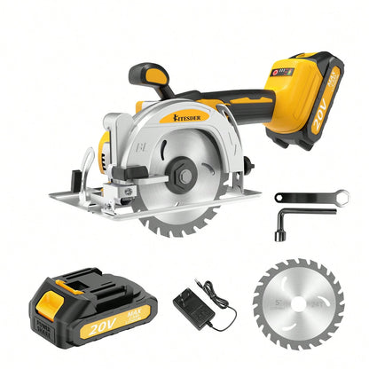 Brushless Cordless Circular Saw Kit With Up To 6,900 RPM,45° Bevel Capacity, Max Cutting Depth 1.77inch,Includes Saw Blade,2.0Ah Battery And Charger,Electric Circular Saw For Wood, Plastic Cutting