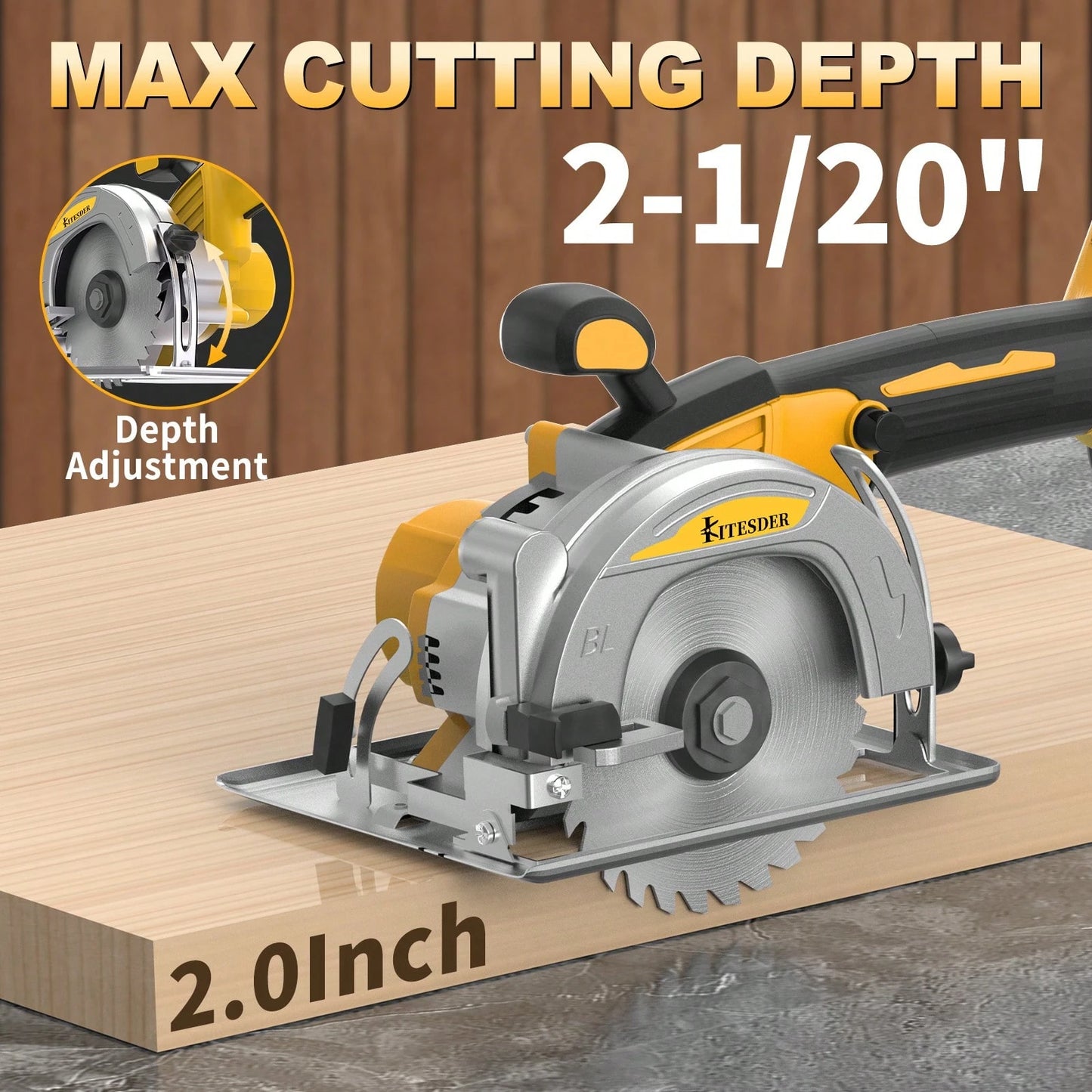 Brushless Cordless Circular Saw Kit With Up To 6,900 RPM,45° Bevel Capacity, Max Cutting Depth 1.77inch,Includes Saw Blade,2.0Ah Battery And Charger,Electric Circular Saw For Wood, Plastic Cutting