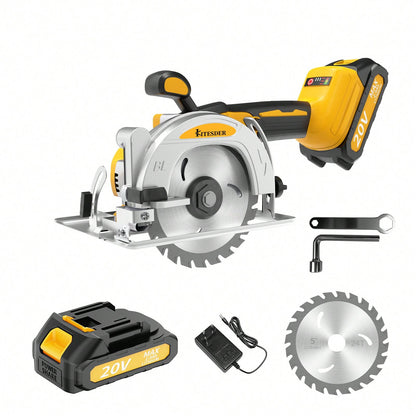 Brushless Cordless Circular Saw Kit With Up To 6,900 RPM,45° Bevel Capacity, Max Cutting Depth 1.77inch,Includes Saw Blade,2.0Ah Battery And Charger,Electric Circular Saw For Wood, Plastic Cutting