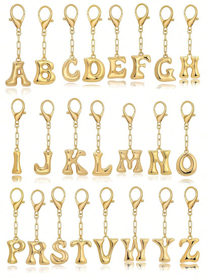 Bubble Cute Letter Pendant, Necklace Pendant Bag Pendant- Lucky Crystal Pendant, Letter A-Z, Shiny Alloy Bag And Backpack Pendant- Perfect Gift For Birthdays And Special Occasions, Keychain Ring Bag