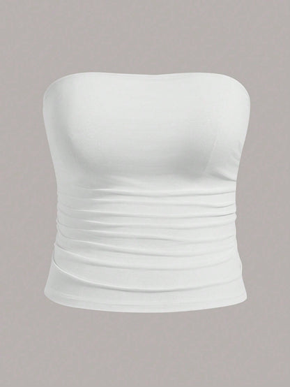 Calvaya Plus 3pcs Ruched Side Tube Top