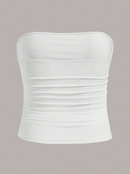Calvaya Plus 3pcs Ruched Side Tube Top