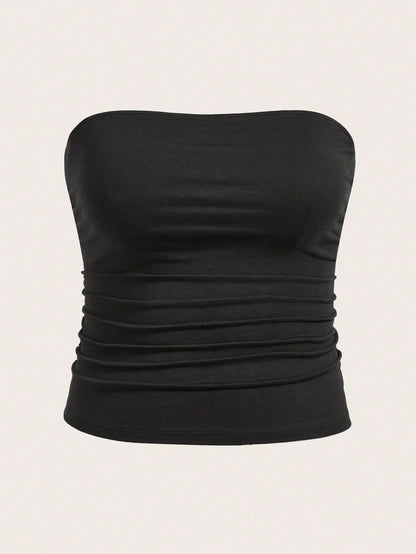 Calvaya Plus 3pcs Ruched Side Tube Top