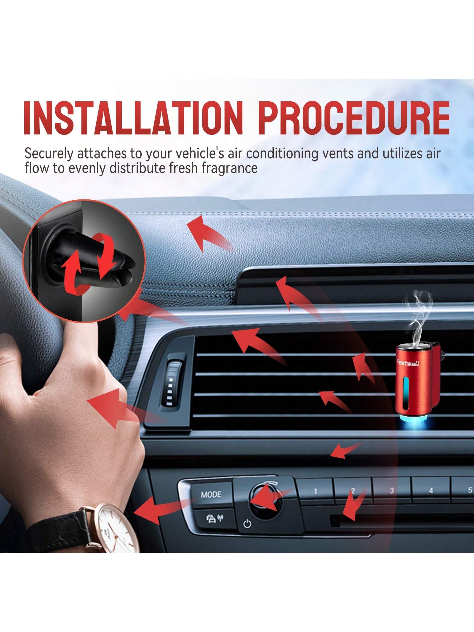 Car Air Fresheners- 6*10ML Natural French Perfume Lasts 45 Days, Portable Waterless Car Diffuser Air Freshener Car Aromatherapy Diffuser, Adjust Concentration Scent