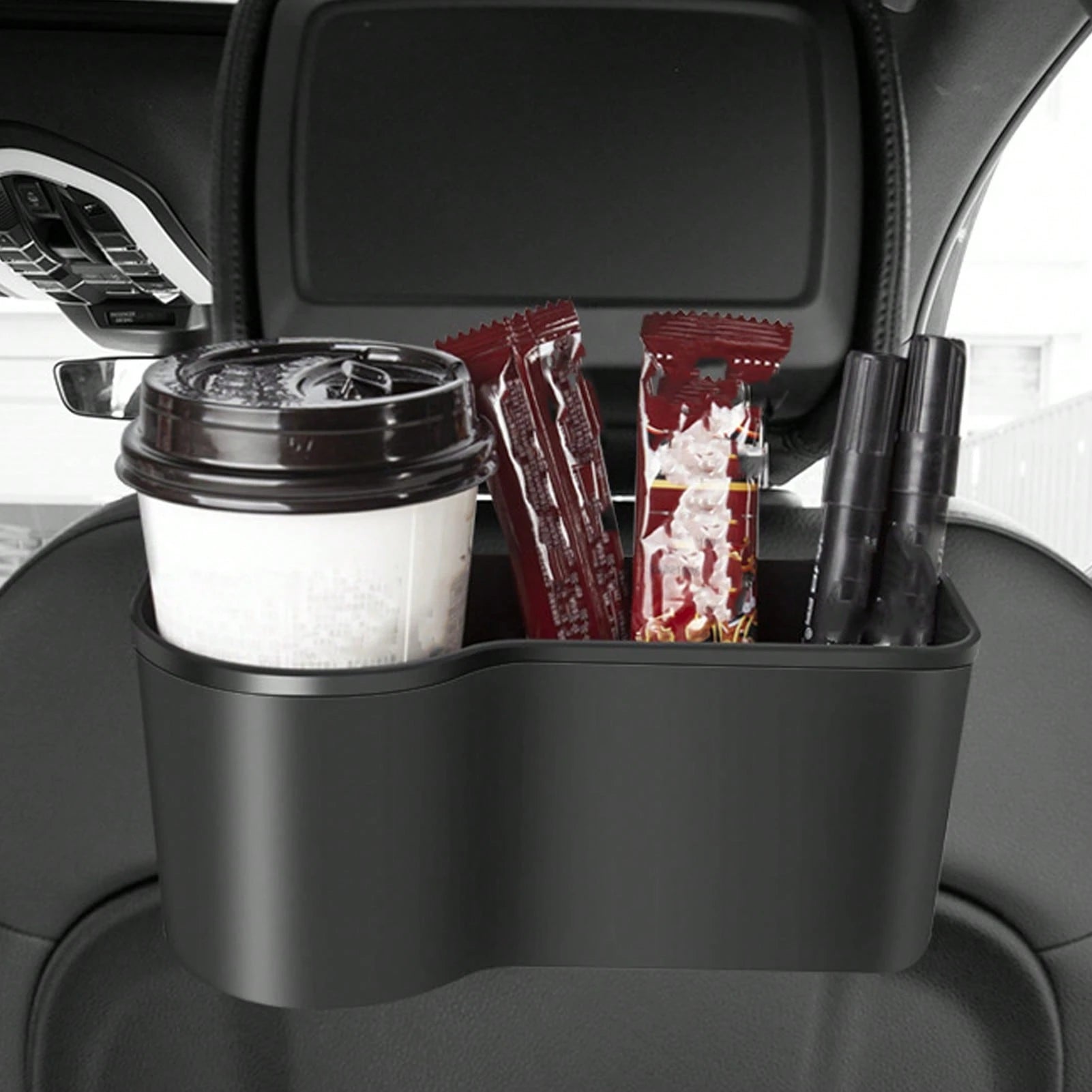 Car Backseat Organizer With Cup Holder, Hanging Headrest Storage Tray With Food Tray For Phone, Keys, Cards & Wallet, Multifunctional Car Seat Organizer Accessories