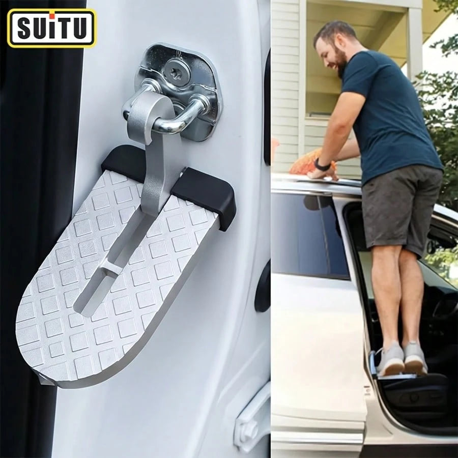 Car Door Step For Roof Access, Heavy Duty Aluminum Door Latch Step With Glass Breaker, Non-Slip Roof Step For SUV, Truck, 1 Pack For Camping, Loading & Cleaning