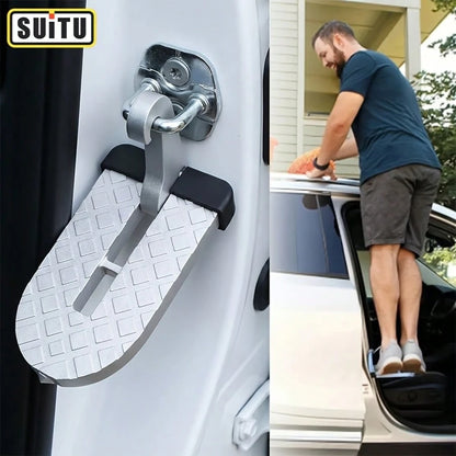 Car Door Step For Roof Access, Heavy Duty Aluminum Door Latch Step With Glass Breaker, Non-Slip Roof Step For SUV, Truck, 1 Pack For Camping, Loading & Cleaning