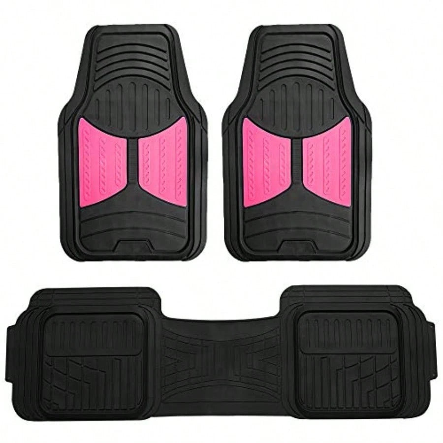 Car Floor Mats- Heavy-Duty Rubber Floor Mats For Cars Universal Fit Full Set Trimmable Automotive Floor Mats Climaproof Floor Mats For Most Sedan SUV Truck Floor Mats Pink