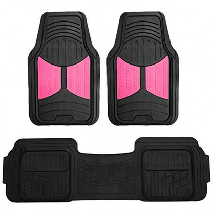 Car Floor Mats- Heavy-Duty Rubber Floor Mats For Cars Universal Fit Full Set Trimmable Automotive Floor Mats Climaproof Floor Mats For Most Sedan SUV Truck Floor Mats Pink