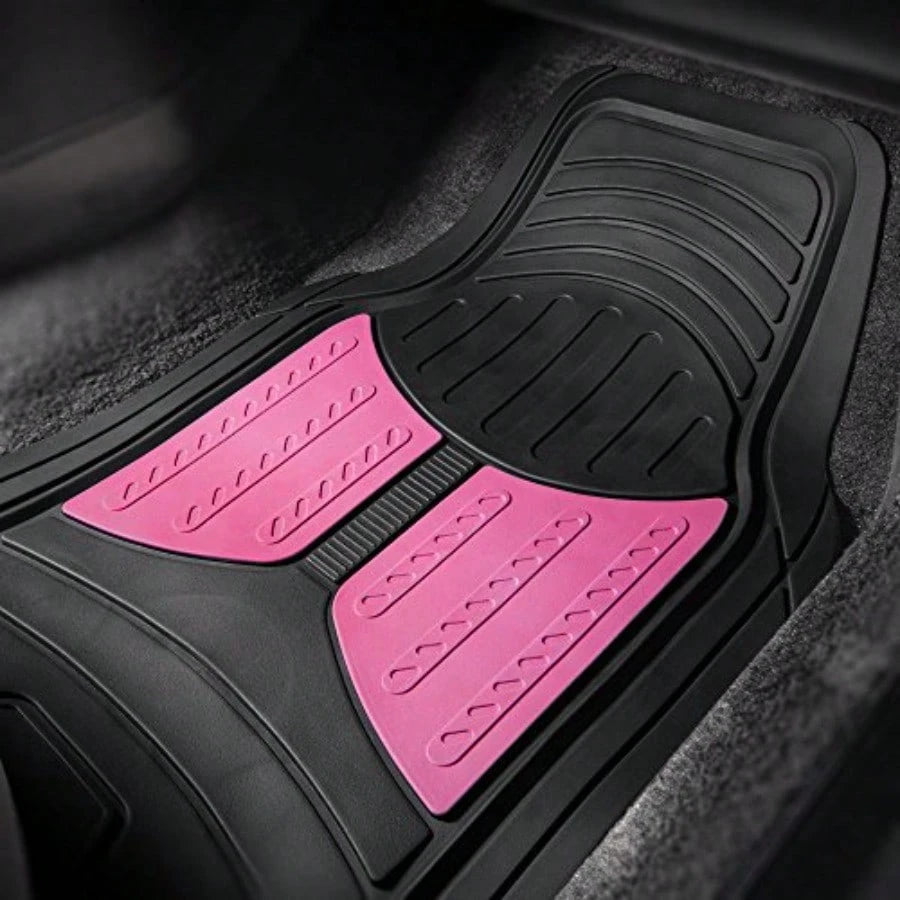Car Floor Mats- Heavy-Duty Rubber Floor Mats For Cars Universal Fit Full Set Trimmable Automotive Floor Mats Climaproof Floor Mats For Most Sedan SUV Truck Floor Mats Pink