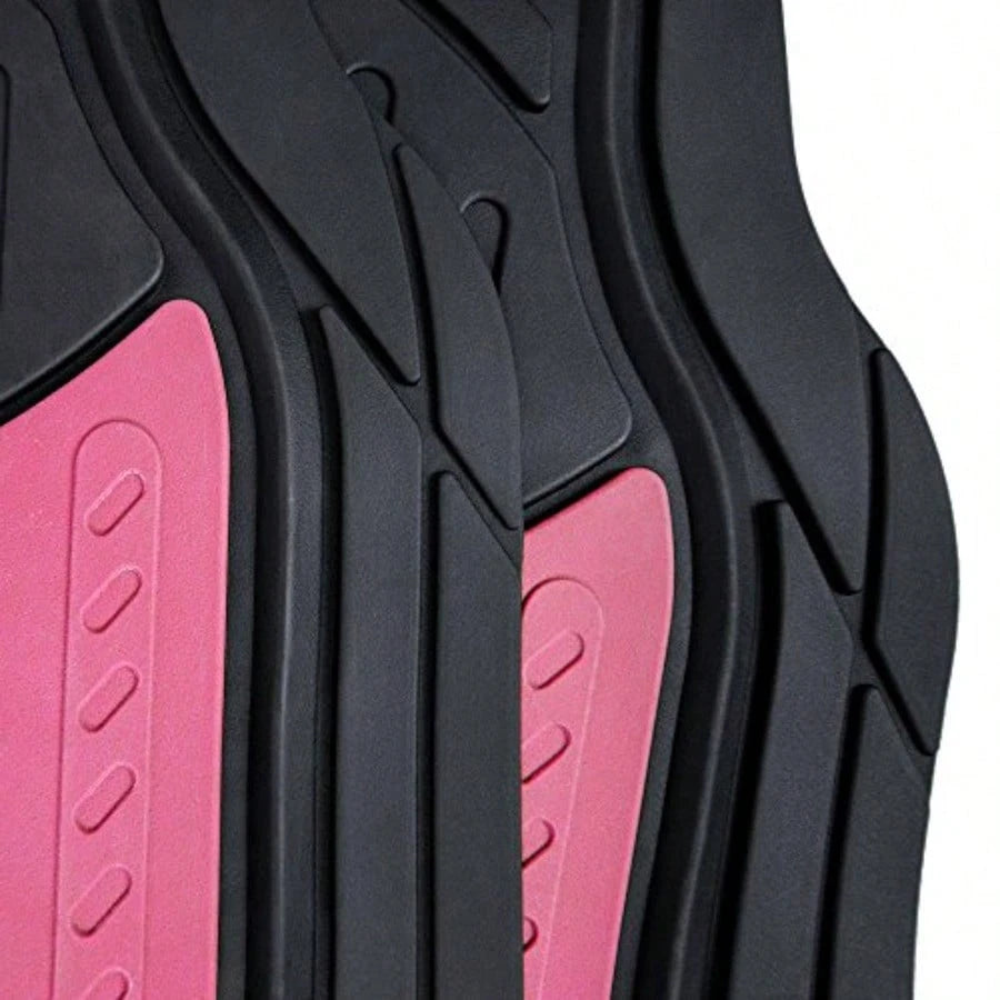 Car Floor Mats- Heavy-Duty Rubber Floor Mats For Cars Universal Fit Full Set Trimmable Automotive Floor Mats Climaproof Floor Mats For Most Sedan SUV Truck Floor Mats Pink