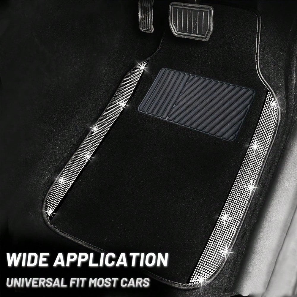 Car Floor Mats Set, Suitable For Most Car Models And SUVs, Trucks. Ladies' Exclusive 4pcs Printed Diamond Pattern (The Diamond Pattern And The Anti-Slip Footpad Pattern Are Both Printed Effects)