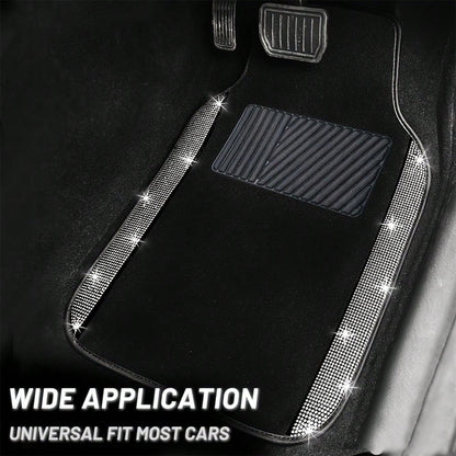 Car Floor Mats Set, Suitable For Most Car Models And SUVs, Trucks. Ladies' Exclusive 4pcs Printed Diamond Pattern (The Diamond Pattern And The Anti-Slip Footpad Pattern Are Both Printed Effects)