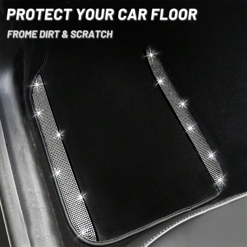 Car Floor Mats Set, Suitable For Most Car Models And SUVs, Trucks. Ladies' Exclusive 4pcs Printed Diamond Pattern (The Diamond Pattern And The Anti-Slip Footpad Pattern Are Both Printed Effects)